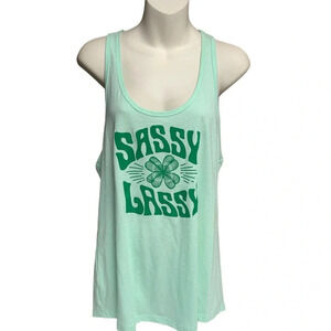 Ideal T by next level “Sassy Lassy” green tank top size XL